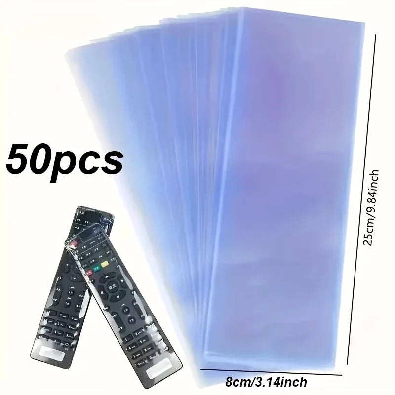 50 PVC Clear Heat Shrink Films for TV & AC Remote Controls Protective Film Sleeves Qme 50pcs 25x8cm