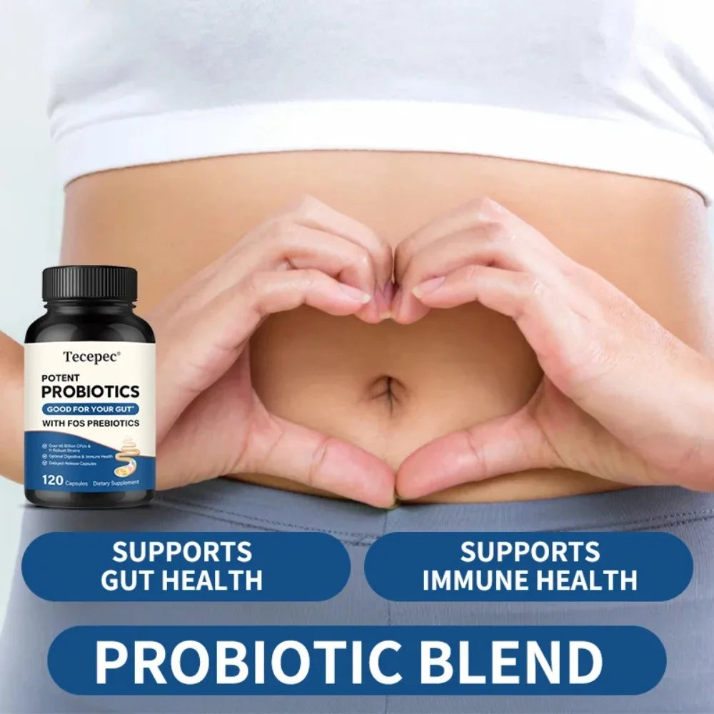 Tecepec Probiotics & Prebiotics Capsules | Digestive Support Probiotic Supplement Qst