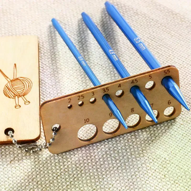 Wooden Knitting Ruler Gauge & Locking Stitch Markers – 6 Colors Knitting Stitch Markers Qme