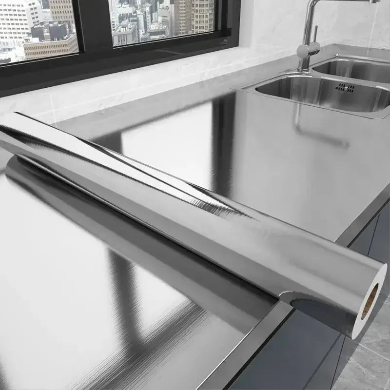 Brushed Silver Metal Contact Paper – Waterproof Self-Adhesive Self-Adhesive Wall Film Qme 1 40cmX5m
