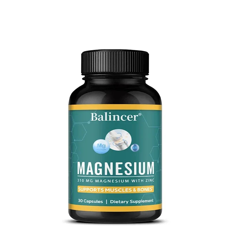 Magnesium Glycinate + Zinc Supplement – 120 Capsules Non-GMO Mineral Supplement Qst 30 count-1 bottle