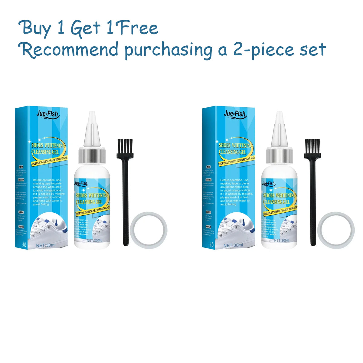 Jue-Fish 30ml White Shoe Cleaning Gel – Sneaker Whitening Kit Shoe Cleaning Gel Qst 60ml kit Boxed