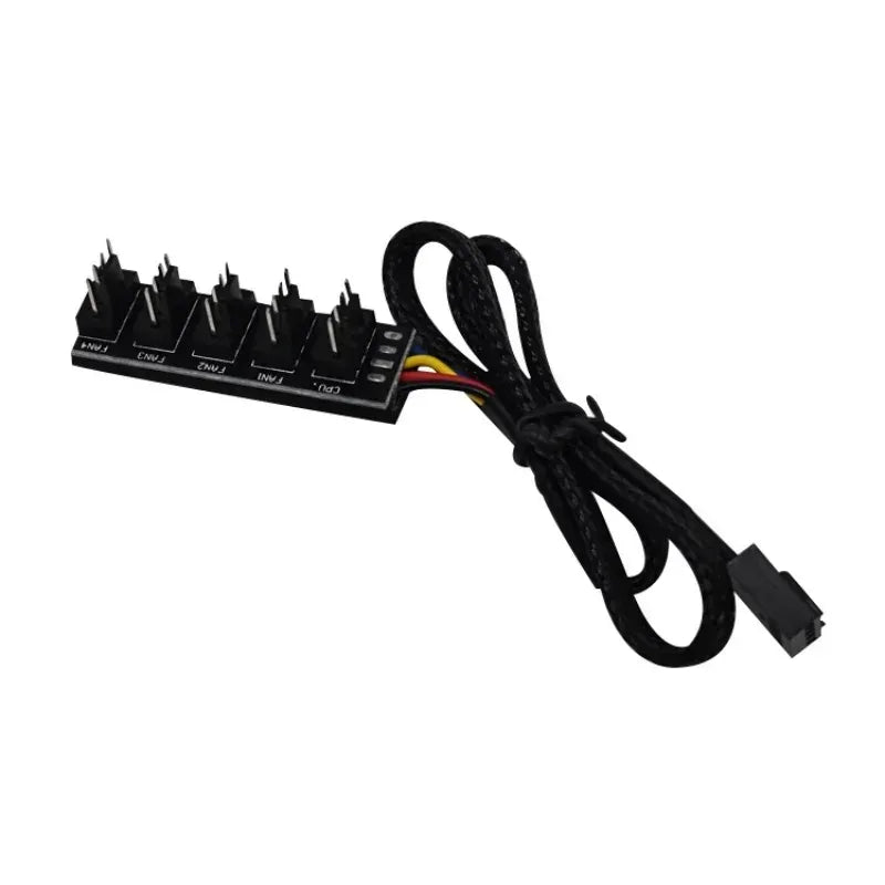 1-to-5 4-Pin PWM CPU Fan Braided Cable Hub Splitter | Qme Fan Cable Splitter Qme