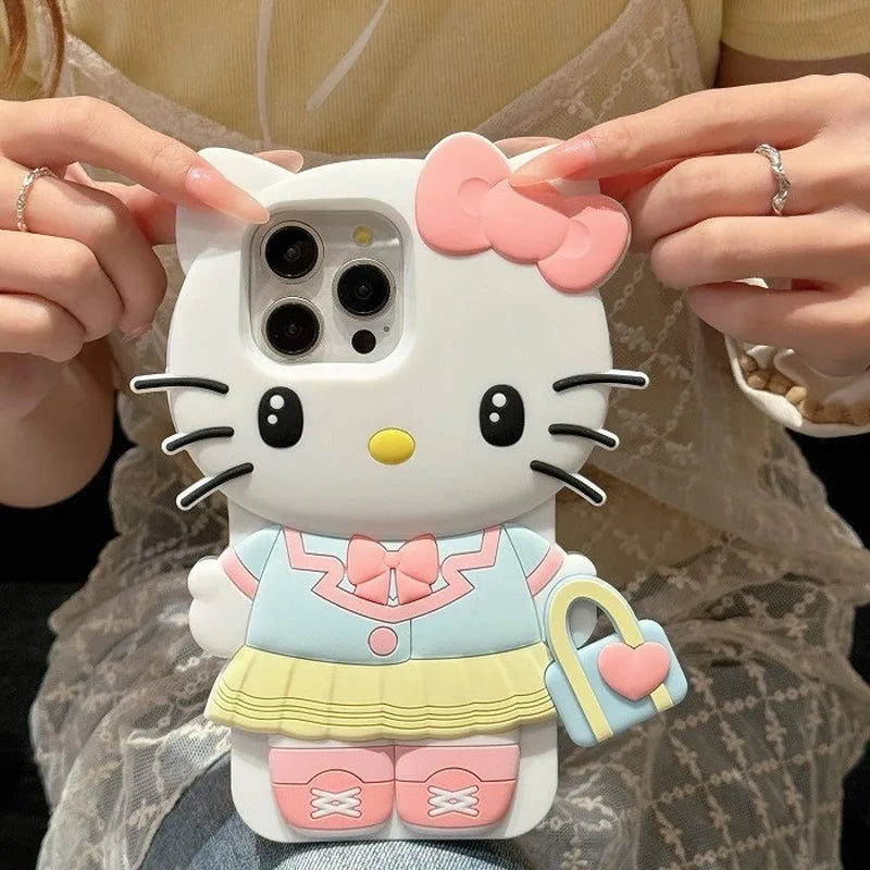 Hello Kitty 3D Silicone iPhone Case 14 15 16 17 | Sanrio Phone Case Qme
