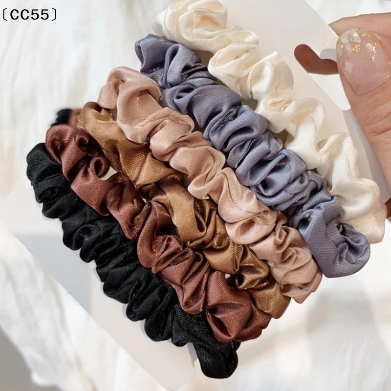 6-Pack Satin Scrunchies – Elastic Hair Ties for Women & Kids Satin Scrunchies Qst