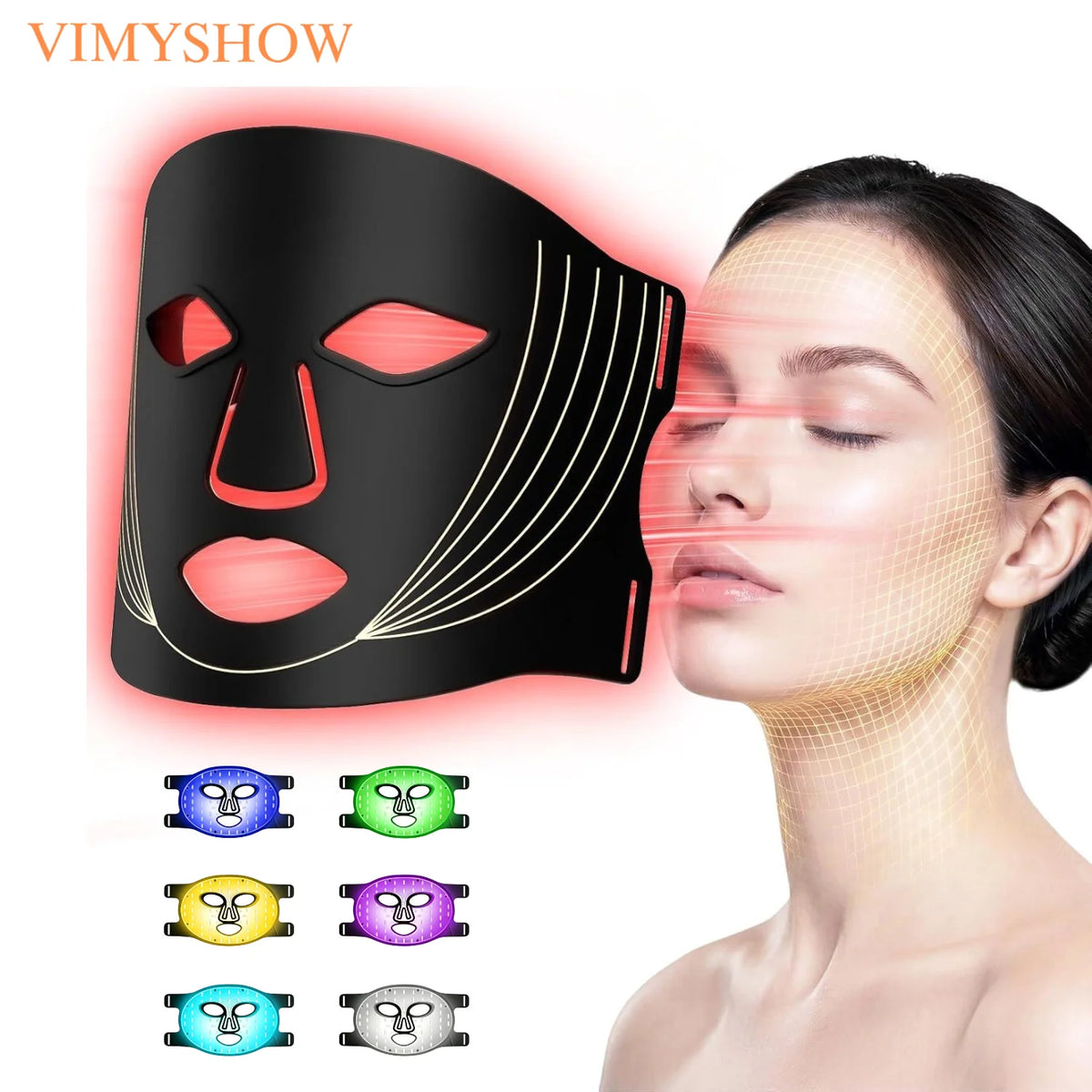 VIMYSHOW 7-Color LED Silicone Face Mask – Skin Care Device LED Face Mask Qst