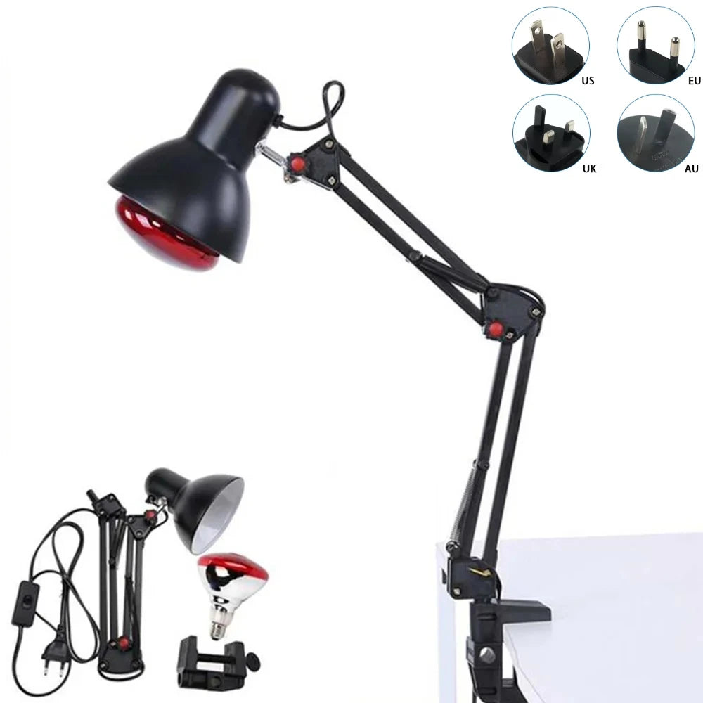 150W Infrared Heat Lamp – 180° Adjustable Floor Stand | ZONGKUNG Infrared Heat Lamp Qst Black With Clamp