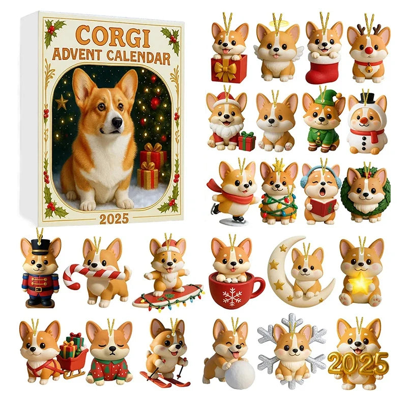 Corgi 24-Day Christmas Countdown Advent Calendar Mini Ornaments Christmas Advent Ornaments Qme 1 A