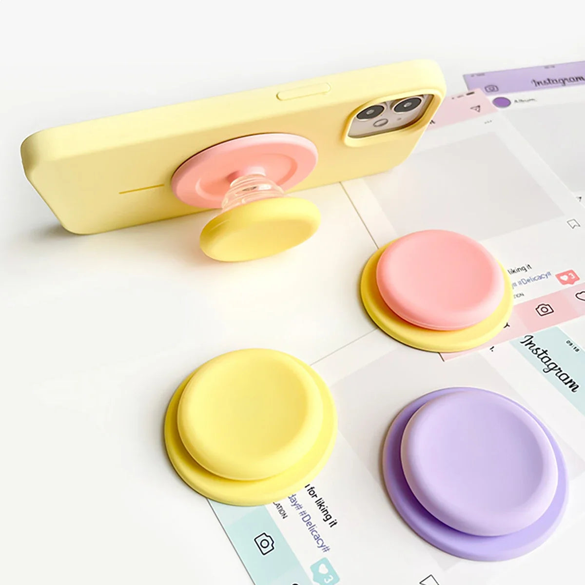 Macaron Silicone Magnetic Air Cushion Stand | Adhesive Backing Phone Stand Qme