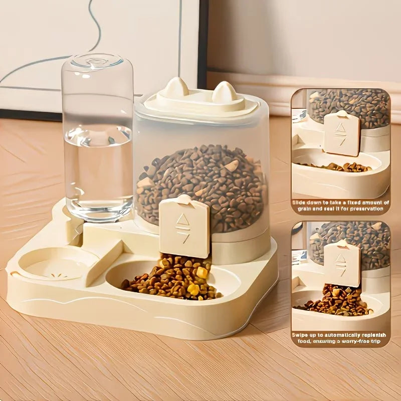 2-in-1 Large Pet Feeder & Water Dispenser – Dry/Wet Separation Pet Feeder Dispenser Qme