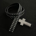 Gothic Punk Crackle Studded Metal Cross Belt for Women Gothic Studded Belt Qst A