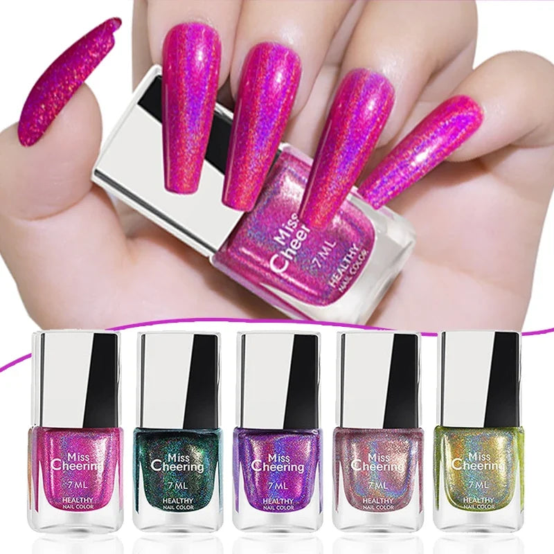 Holographic Multichrome Nail Polish – Rainbow Glitter Lacquer Holographic Nail Polish Qme