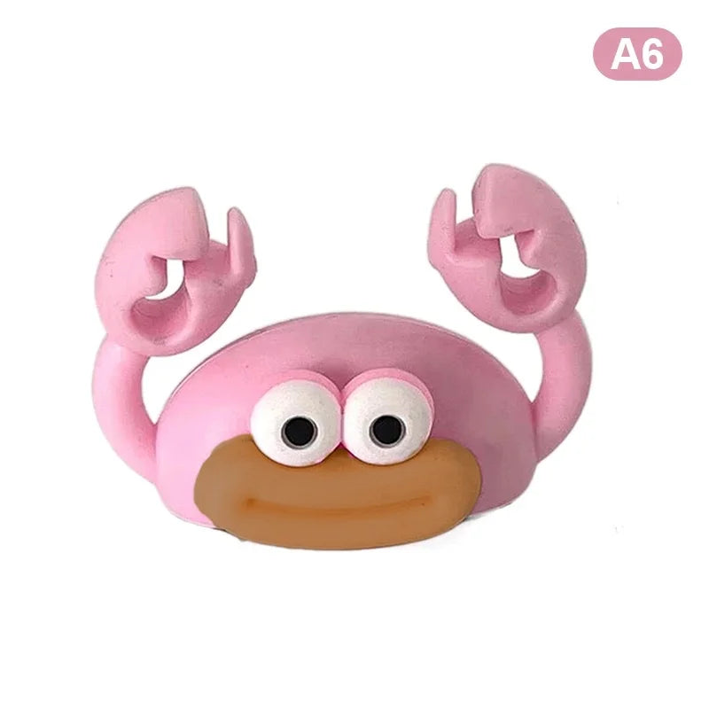 Cute Crab Cable Holder – Self-Adhesive Silicone USB Organizer Cable Organizer Clip Qme Pink