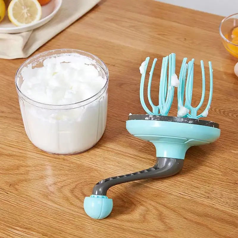 Hand-Crank Egg Whisk – Portable Semi-Auto Baking Mixer Hand-Crank Whisk Qme