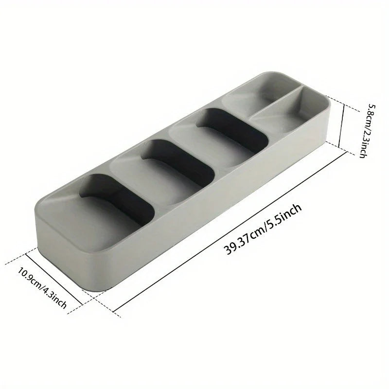 Cutlery Organizer Box – Knife, Fork & Spoon Compartment Storage Cutlery Organizer Box Qme grey