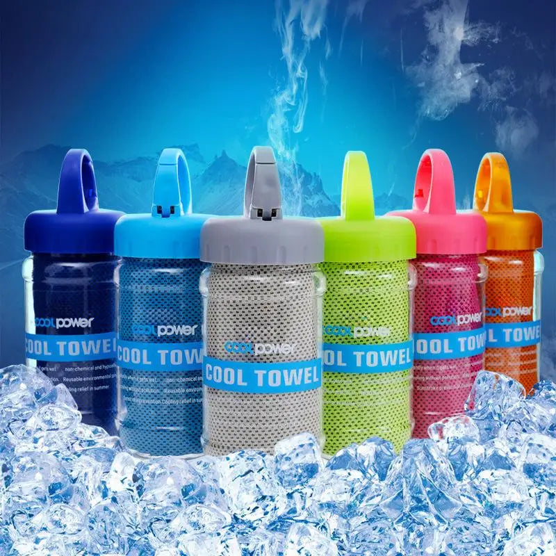 Quick Dry Cooling Towel with Portable Bottle – Gym & Outdoor Cooling Towel Qme