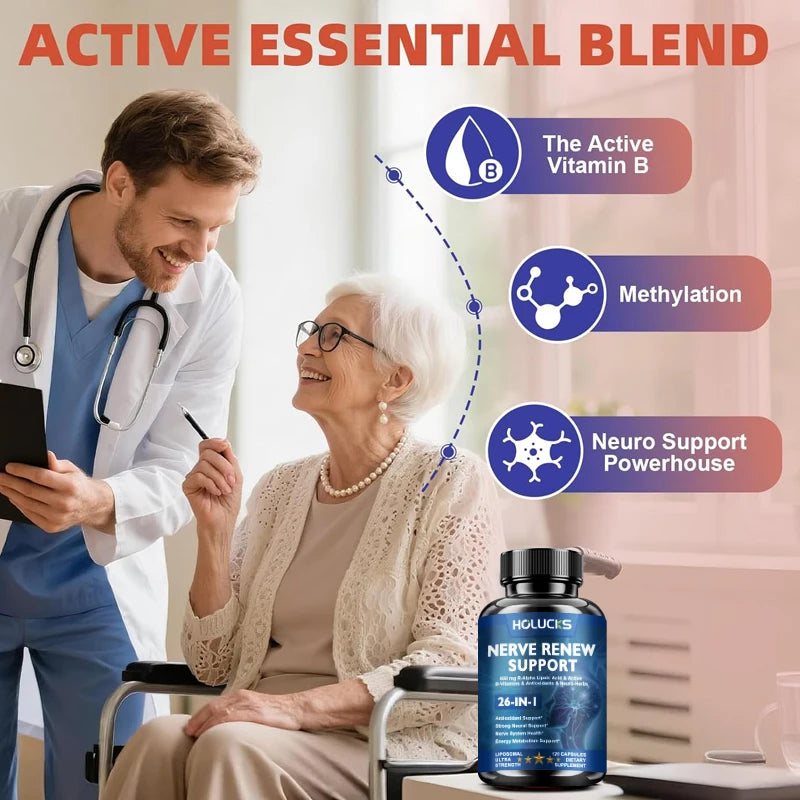 HOLUCKS Nerve Nutrition Capsules – L-Theanine, Zinc & Magnesium Nerve Nutrition Supplement Qst