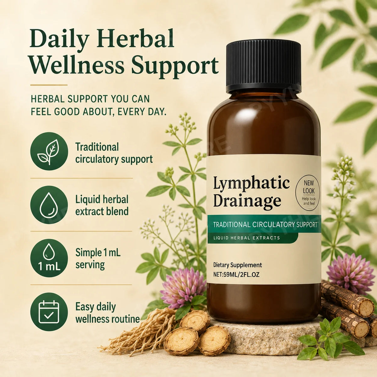 Lymphatic Drainage Drops 59ml – 4 Herbal Extracts Wellness Herbal Wellness Drops Qst