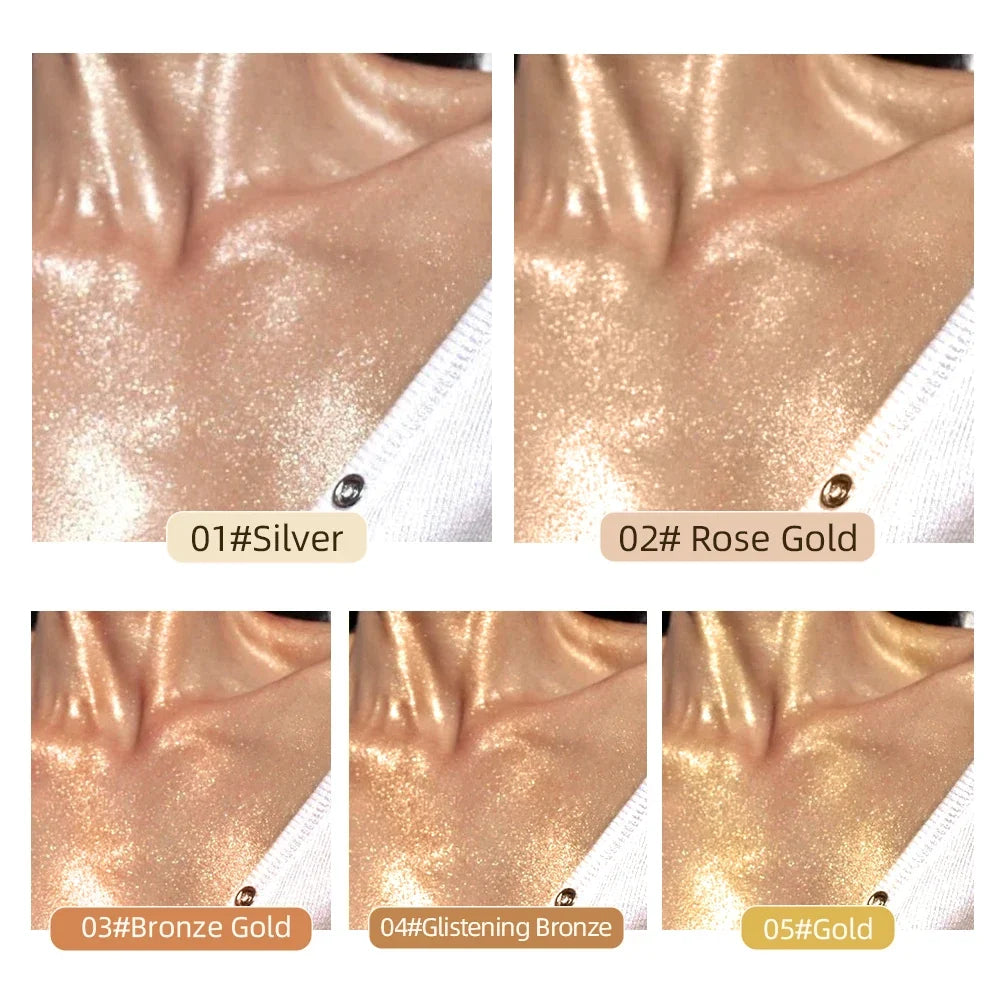 QIBEST 5-Color Liquid Highlighter Glitter Glow Makeup Liquid Highlighter Qme