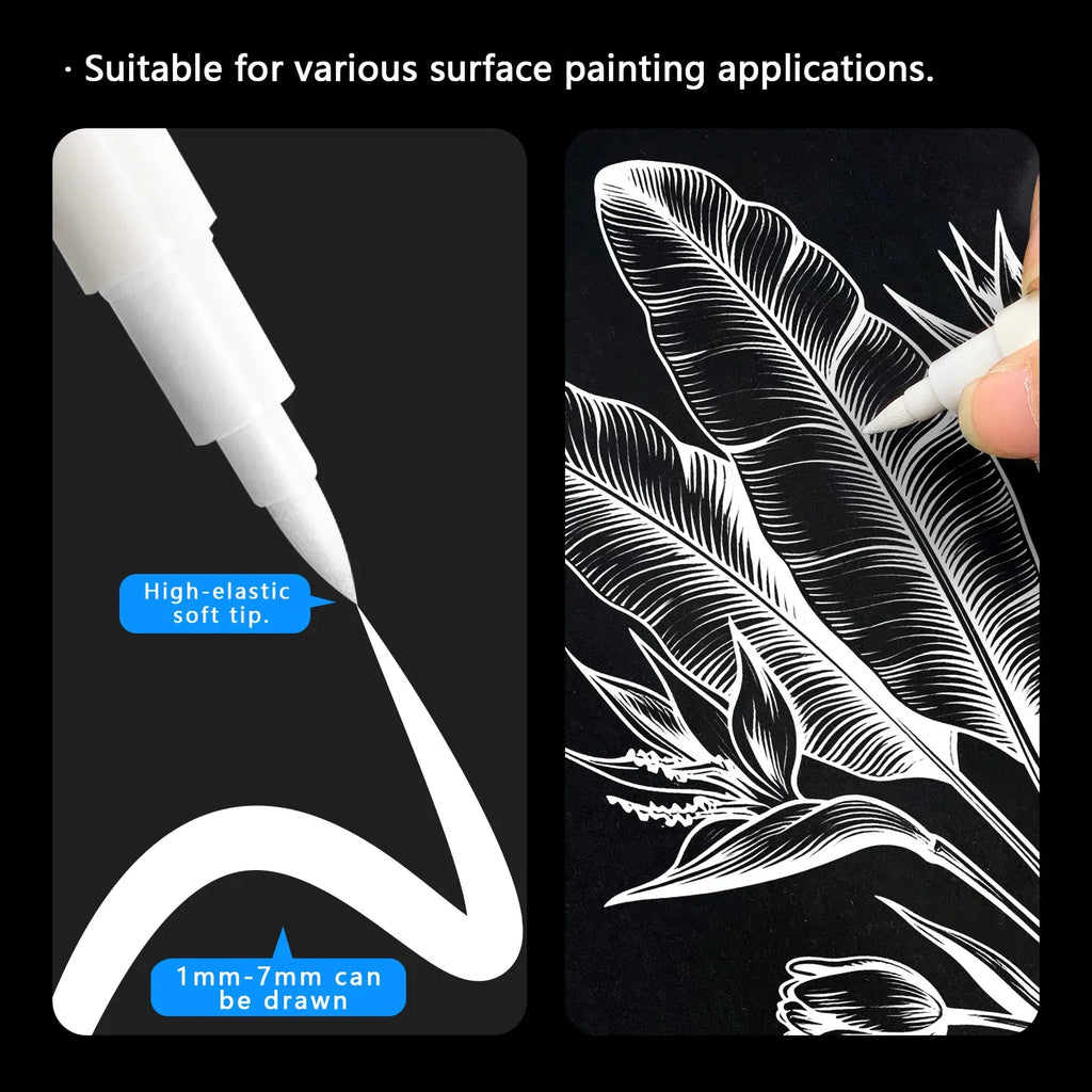 Metallic Brush Marker Pens – Gold, Silver, Copper & White Metallic Brush Markers Qme