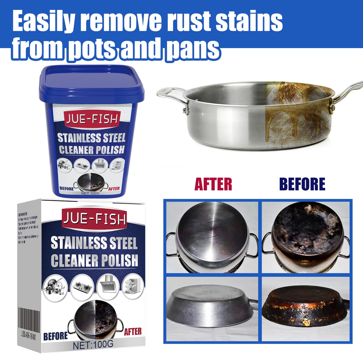Stainless Steel Cleaner Paste 100g – Degreaser & Descaler Kitchen Cleaner Paste Qst