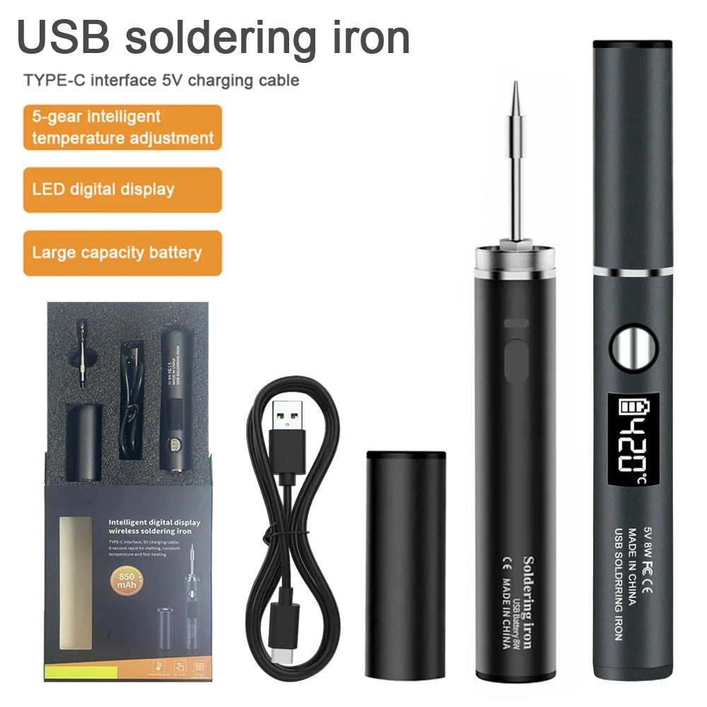 USB Soldering Iron 5V 8W Portable Lithium Battery Tool Portable Soldering Iron Qme