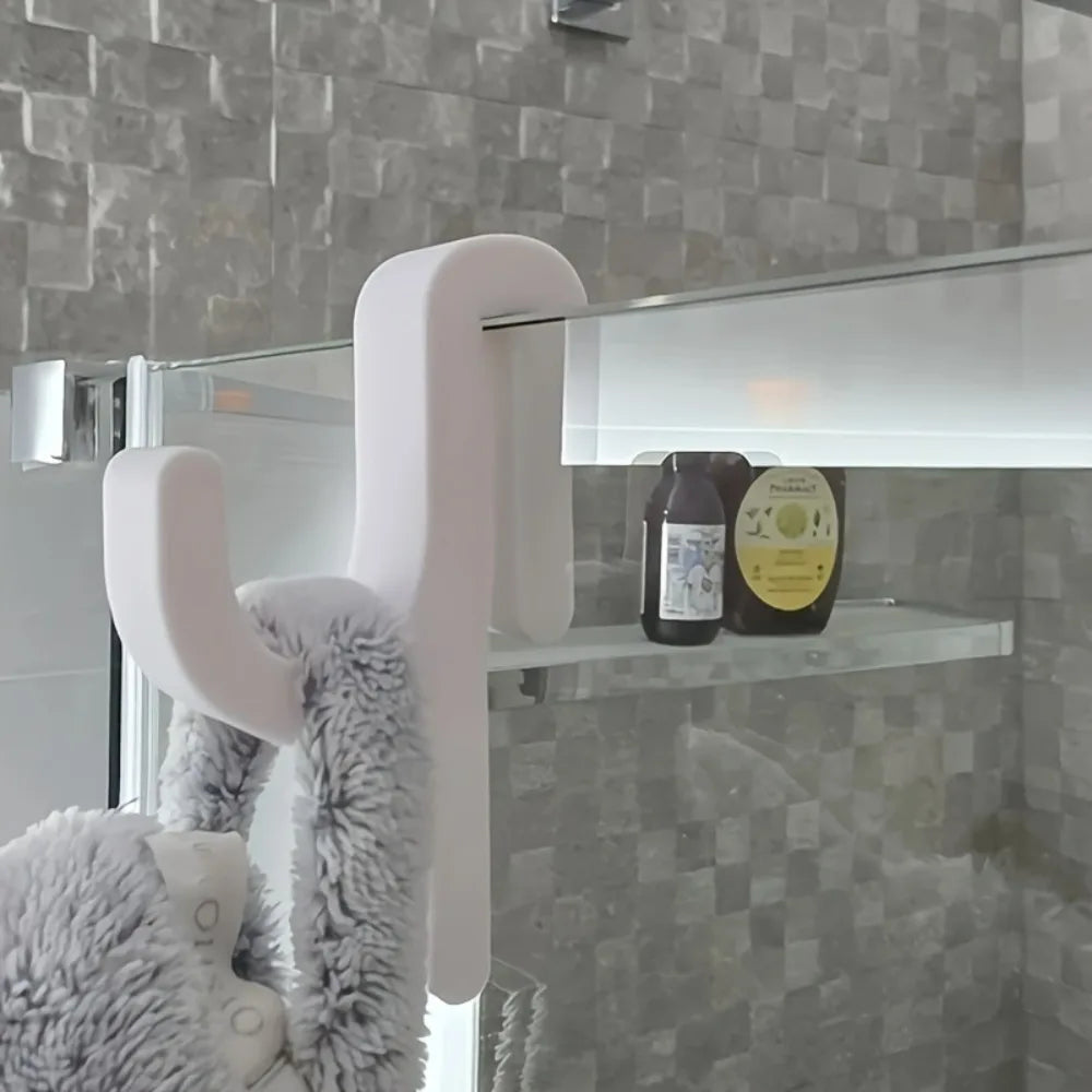 Portable Shower Hook Glass Door Clip – Towel & Clothes Organizer Bathroom Hook Clip Qme