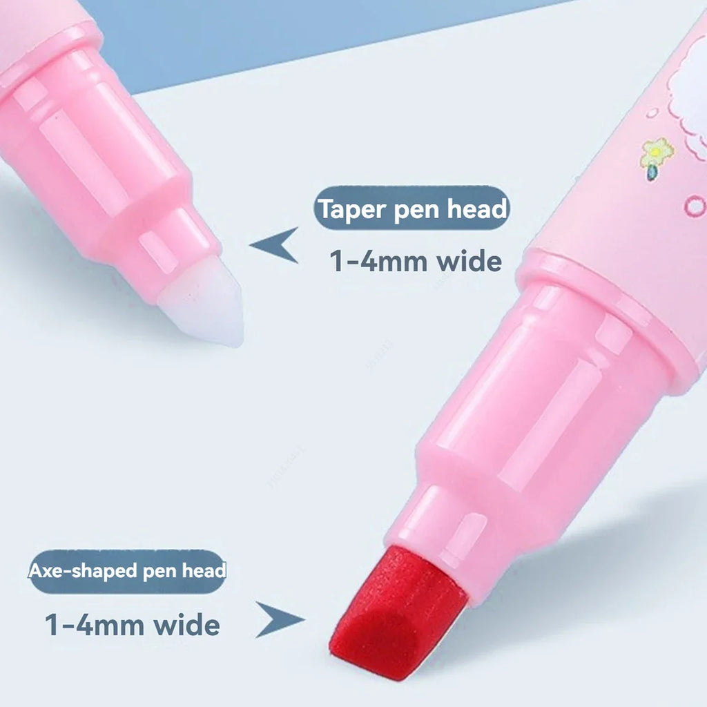 6-Color Double-Ended Erasable Highlighters | Kawaii Stationery Erasable Highlighter Set Qme