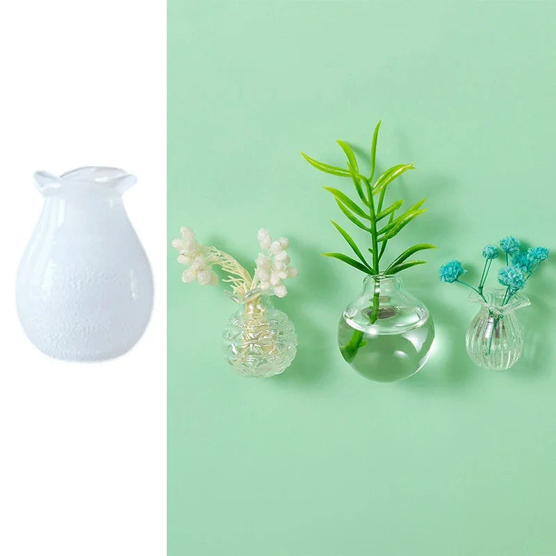 Mini Glass Vase Fridge Magnet with DIY Porcelain Flowers Decorative Fridge Magnet Qme