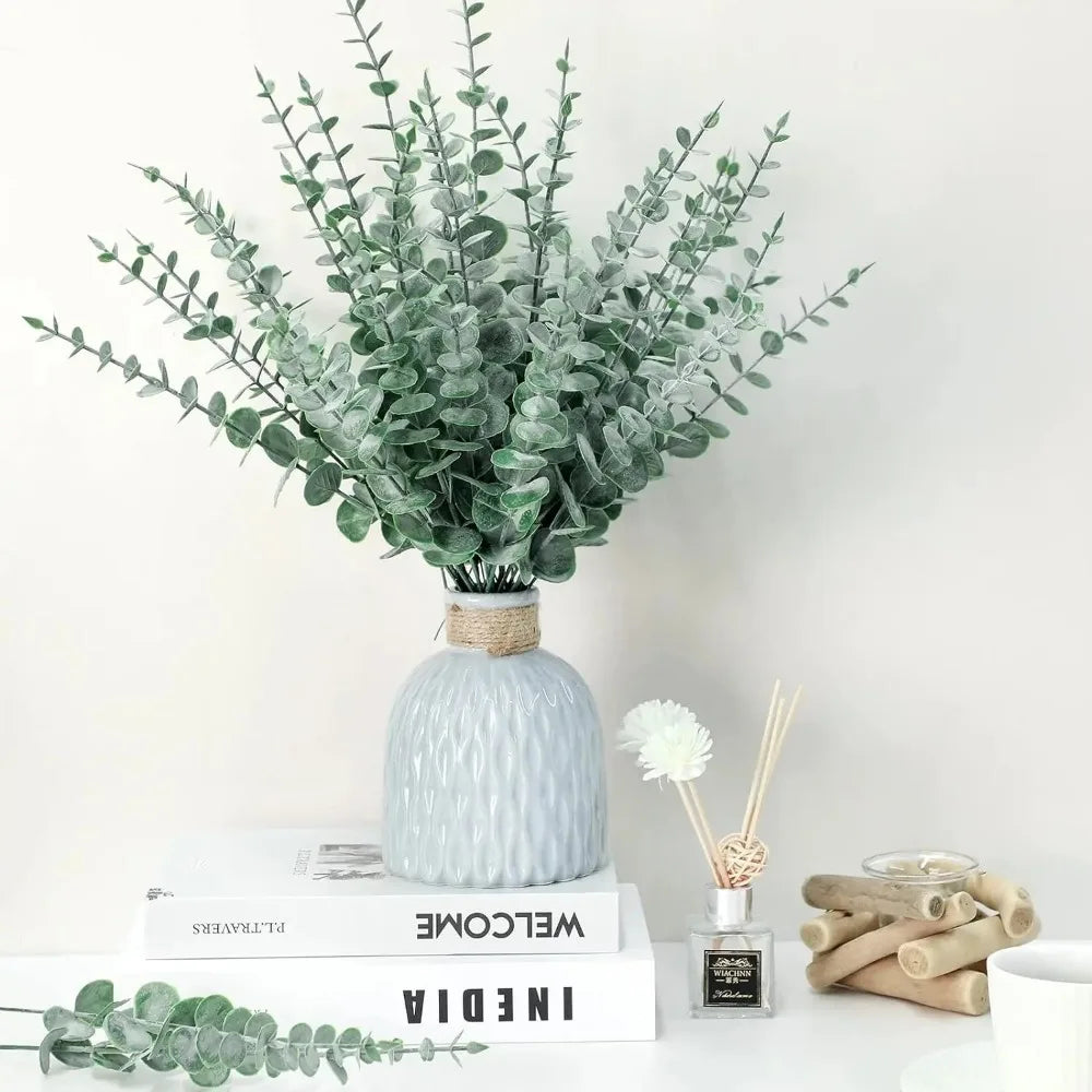 20 Artificial Eucalyptus Stems | Faux Leaf Wreath & Bouquet Artificial Plant Stems Qme