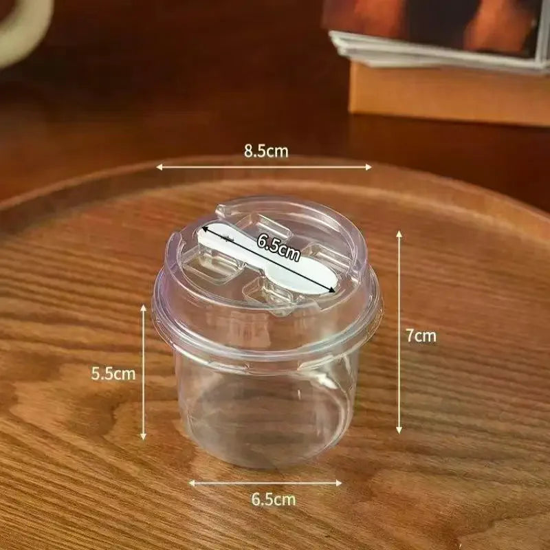 Transparent Round Pudding Cups with Lids & Spoons – 10 Pack Dessert Serving Cups Qme