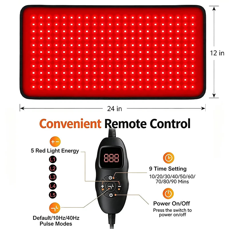 242 LED Red Light Therapy Mat 660nm 850nm Infrared Body Pad Red Light Therapy Mat Qst