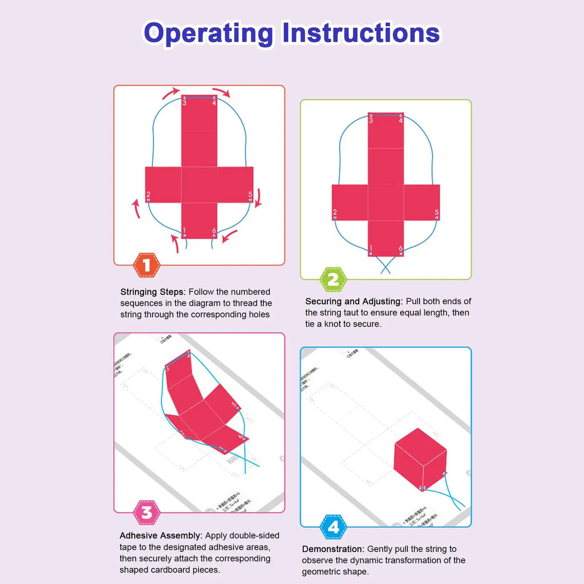 3D Geometry Pull String Learning Book for Kids | Educational Toy Educational Learning Toy Qme