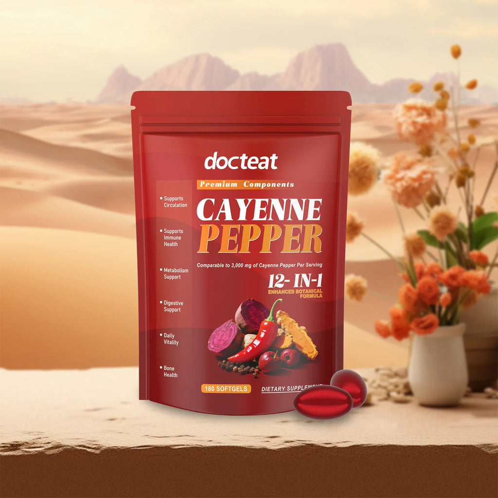 Cayenne Pepper Softgels – Cardiovascular & Energy Support 180ct Herbal Supplement Qst