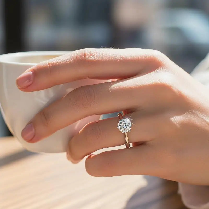 Six-Claw Round CZ Promise Ring | Minimalist Women's Ring CZ Promise Ring Qme Default Title