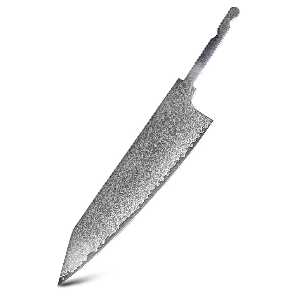TURWHO Damascus Steel Chef Knife Blank & Octagonal Handle DIY Kit Knife Making Kit Qst WHITE