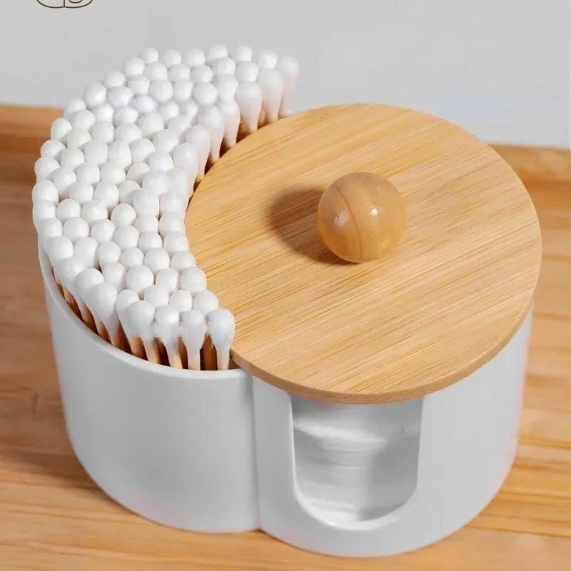 2-in-1 Cotton Swab & Makeup Pad Organizer Storage Box Makeup Organizer Box Qme