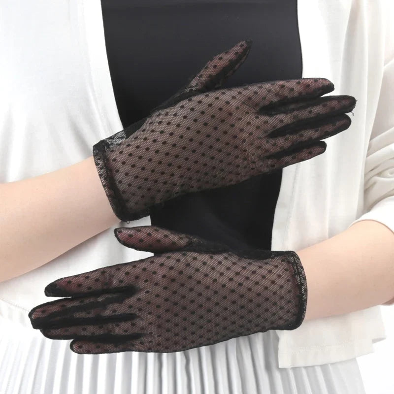 Women's Vintage Sheer Lace Gloves | UV Protection Driving Lace Fashion Gloves Qme