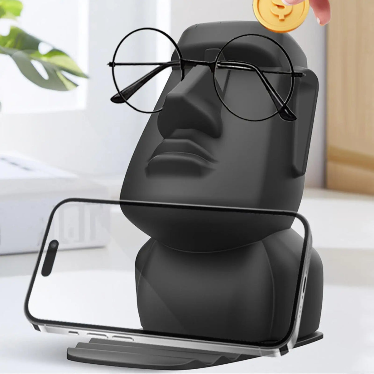 Easter Island Head Eyeglass Holder Stand | Desk Organizer Eyeglass Holder Stand Qme
