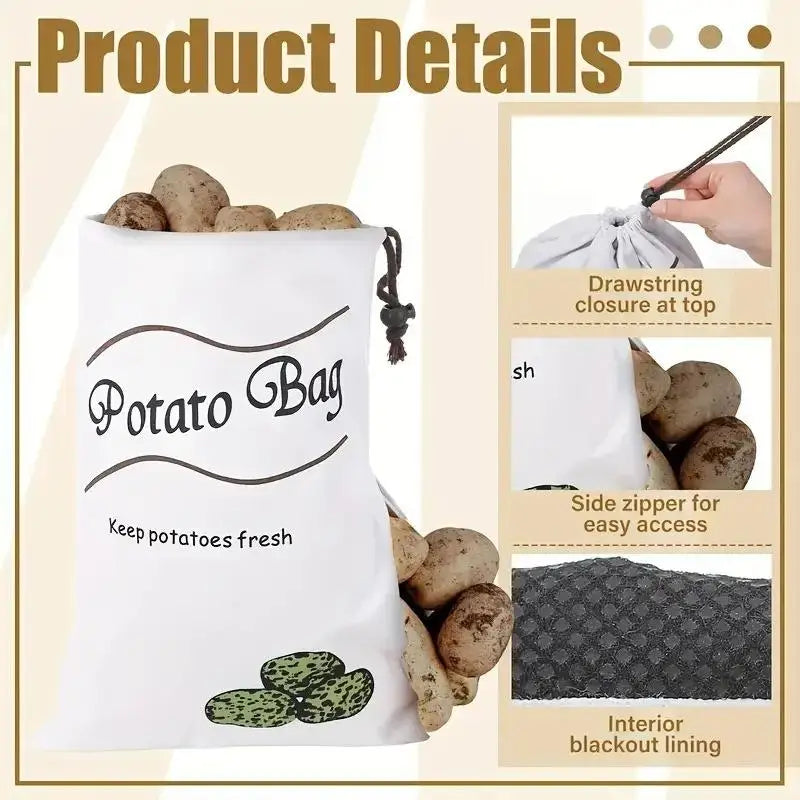 Reusable Canvas Drawstring Vegetable & Potato Storage Bag Vegetable Storage Bag Qst