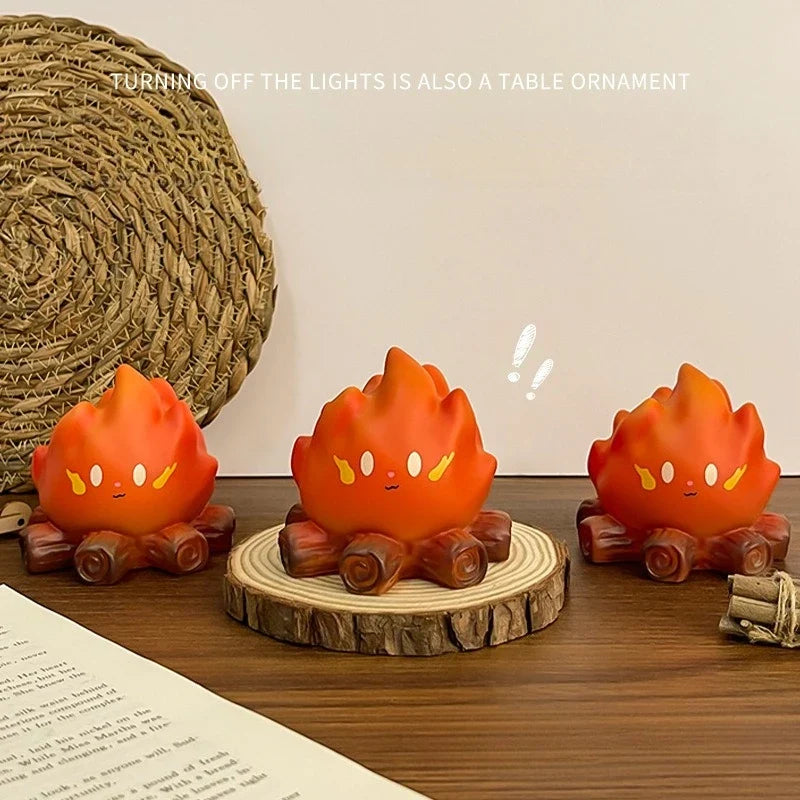 Cartoon Bonfire LED Night Light | Electronic Candle Bedside Lamp LED Night Light Qme