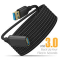Nylon Braided USB 3.0 Male-to-Female Extension Cable 5M USB Extension Cable Qme Black 1m