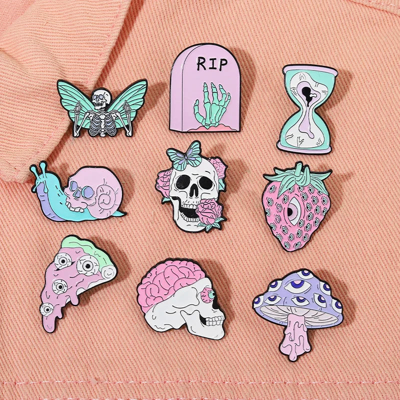 Purple Skeleton Enamel Pin – Punk Gothic Butterfly Lapel Badge Enamel Lapel Pin Qme