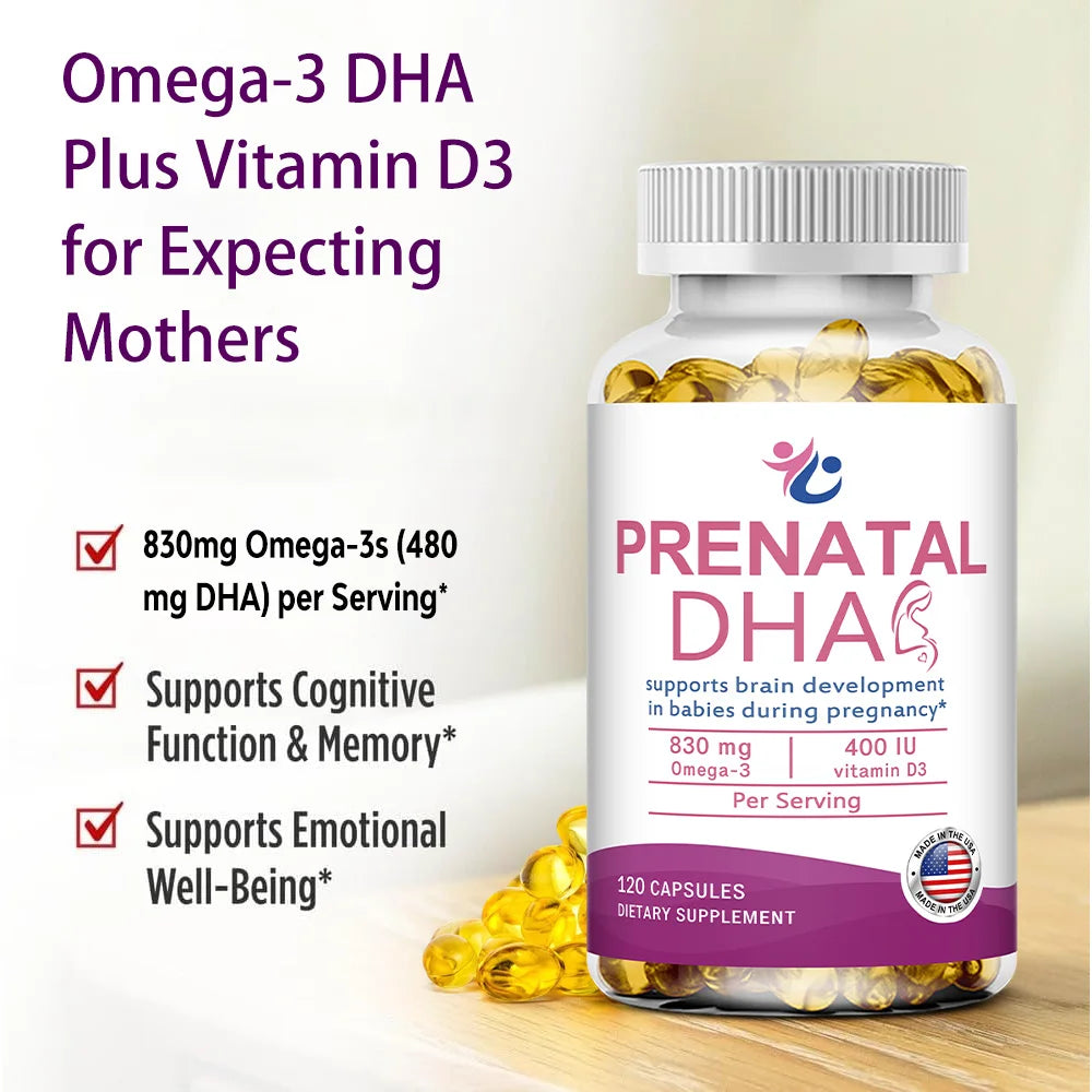Prenatal Omega-3 DHA EPA & Vitamin D3 Capsules | Fearathe Prenatal Supplement Qst