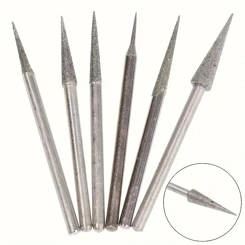 6-Piece Diamond Needle Burr Grinding Heads | Engraving Set Rotary Burr Set Qme