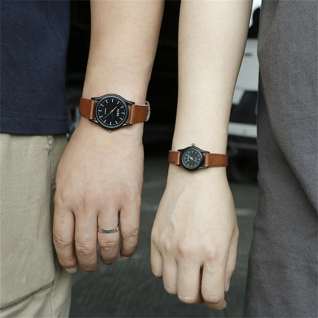 Couples Minimalist Leather Strap Quartz Watch | 17 Colors Quartz Wristwatch Qme