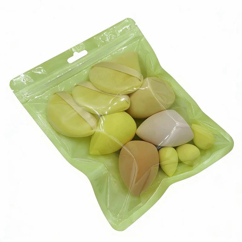 10-Pc Velvet Makeup Sponge Blender Set – Beauty Eggs & Puffs Makeup Sponge Set Qme