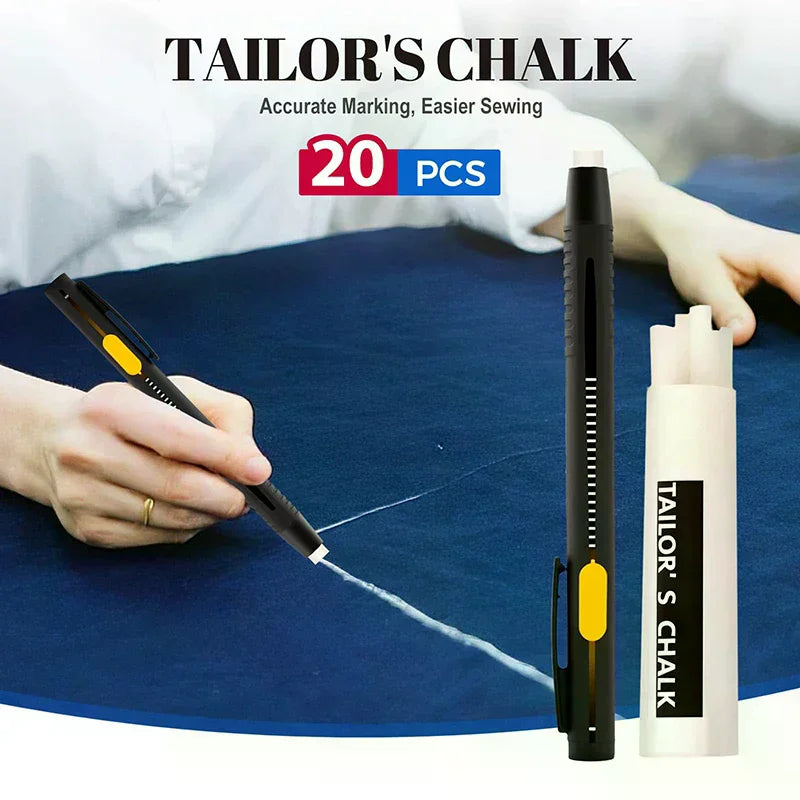 Disappearing Fabric Chalk Pencil Set – 2 Pens & 20 Refills Fabric Marking Pen Qme
