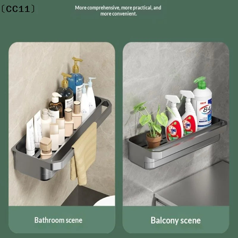 No-Drill Sink Caddy Sponge Rack & Dish Soap Towel Bar Sink Caddy Organizer Qme