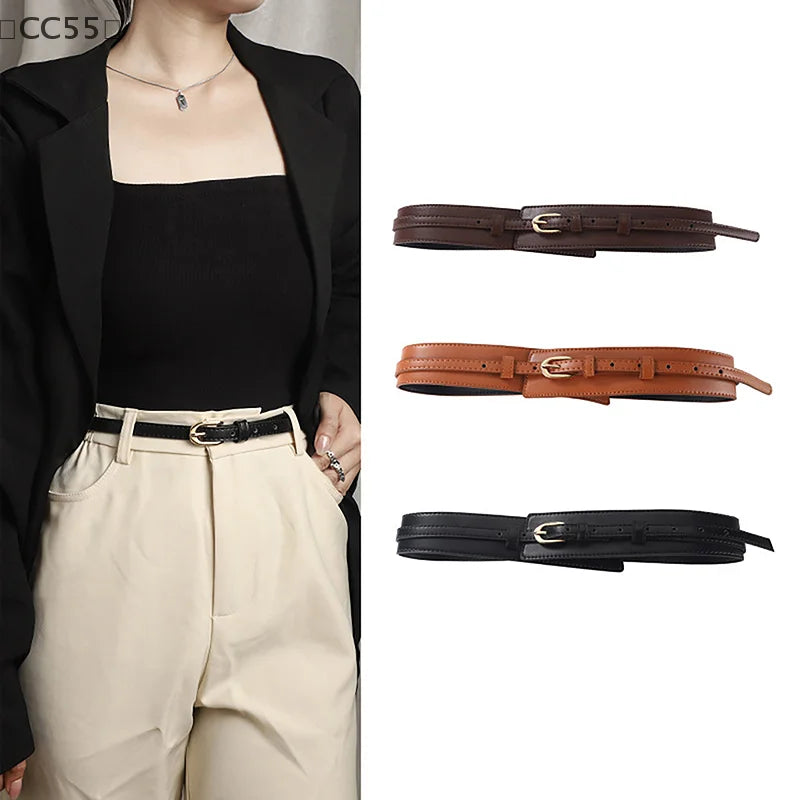 PU Leather Wide Waist Belt – Vintage Pin Buckle Girdle Women Wide Waist Belt Qst